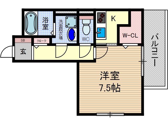 サンフレール水尾(1K/2階)の間取り写真