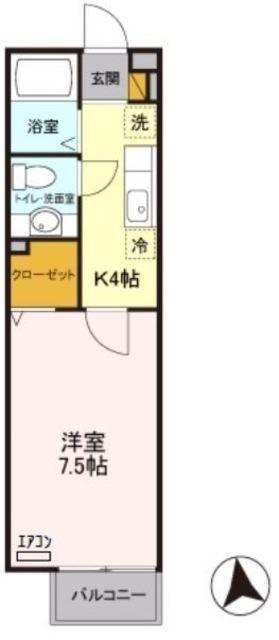 クレセール(1K/1階)の間取り写真