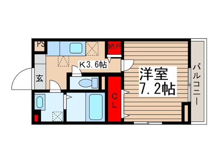 ココ アムール(1K/2階)の間取り写真