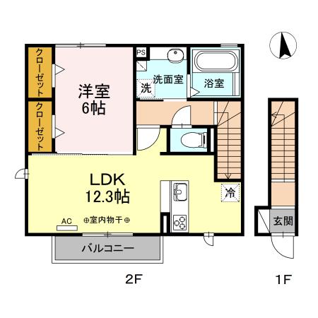 フロイデ山崎(1LDK/2階)の間取り写真