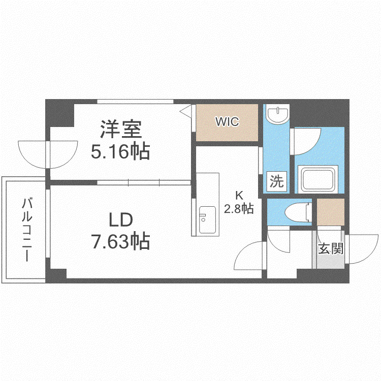 S-RESIDENCE近代美術館前(1LDK/5階)の間取り写真
