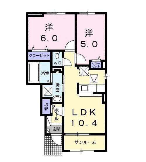 アニメート長橋(2LDK/1階)の間取り写真