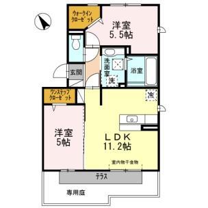 ドットエス(2LDK/1階)の間取り写真