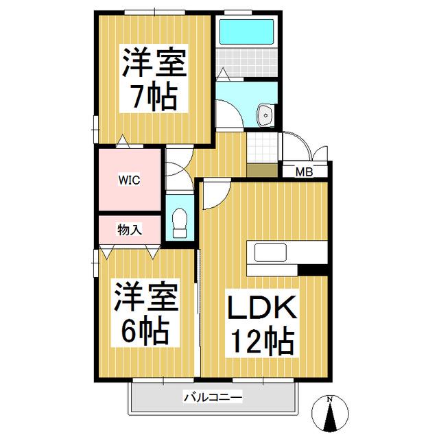 ルント・ベルクA棟(2LDK/1階)の間取り写真