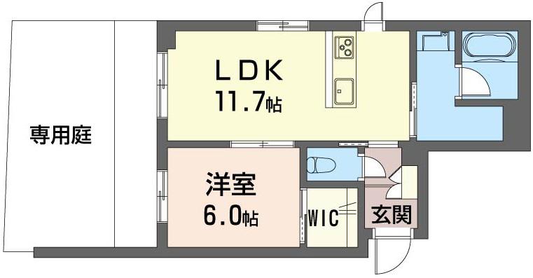 アーベイン武蔵浦和(1LDK/1階)の間取り写真
