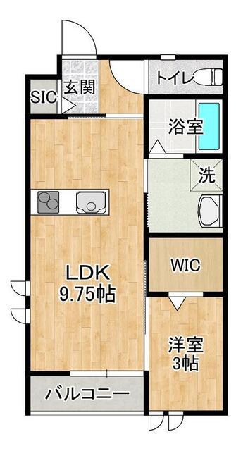 RAINBOW TAKATSU(1LDK/2階)の間取り写真