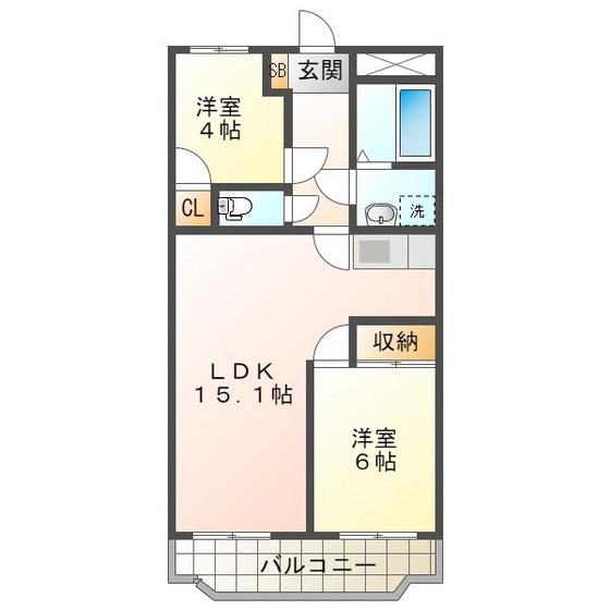 ユーミーマンション菰野(2LDK/3階)の間取り写真