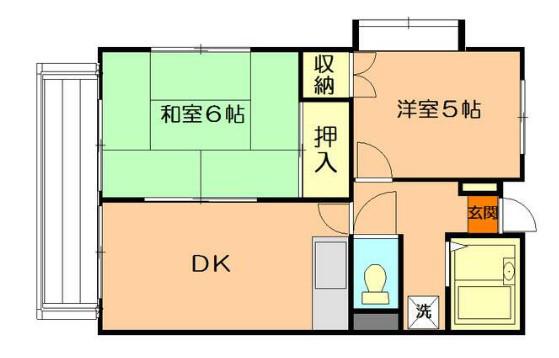 フェリ―ス別所沼公園(2DK/1階)の間取り写真