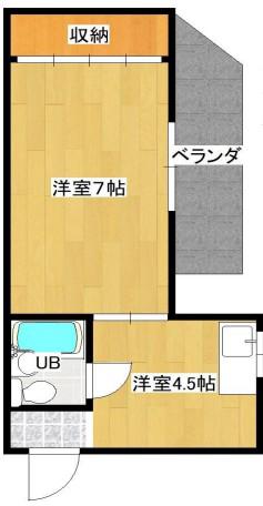 グリーンシャトー(1DK/1階)の間取り写真