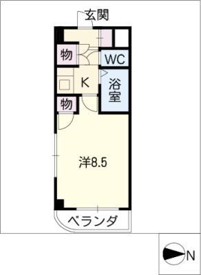 アームス東畑(1K/6階)の間取り写真