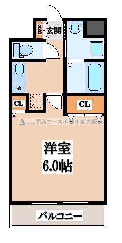 グッドライフ岩田(1K/2階)の間取り写真