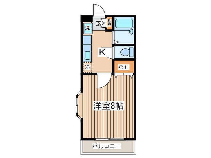 ジャスティス旭ヶ丘(1K/1階)の間取り写真