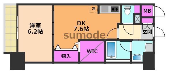 ソラージュ茨木(1DK/7階)の間取り写真