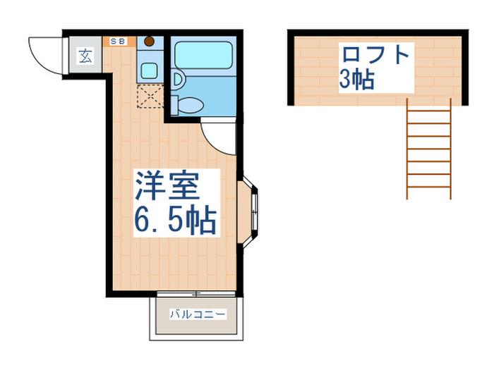 KYコーポ3(ワンルーム/2階)の間取り写真