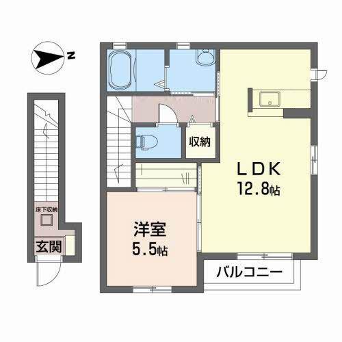 錦町シャーメゾン(1LDK/2階)の間取り写真