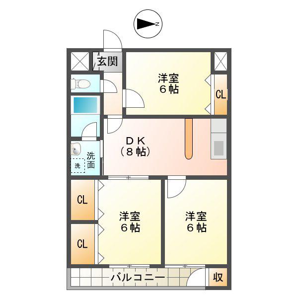 アンファブール(3DK/2階)の間取り写真