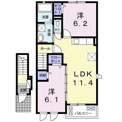 リベルテ東赤坂II(2LDK/2階)の間取り写真