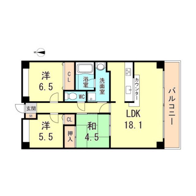 ジークレフ六甲の丘(3LDK/8階)の間取り写真