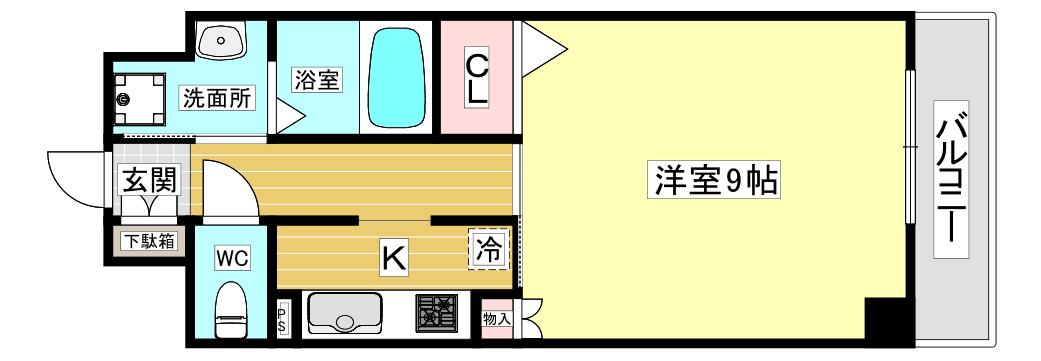 エトールX(1K/6階)の間取り写真