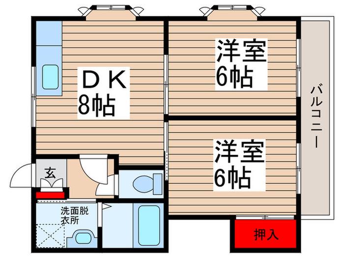 エスペラント・タクノ(2DK/2階)の間取り写真