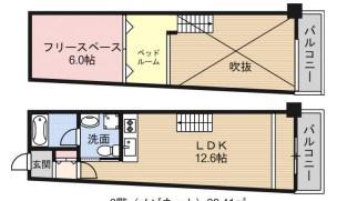STADION(1DK/2階)の間取り写真