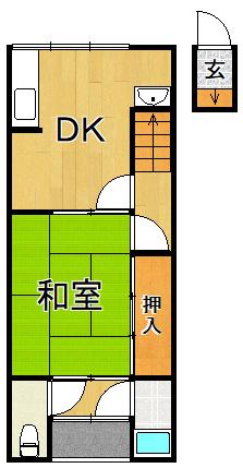 キヨヤマハウス(1LDK/2階)の間取り写真