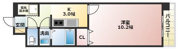 チュチュハウス城下(1K/2階)の間取り写真
