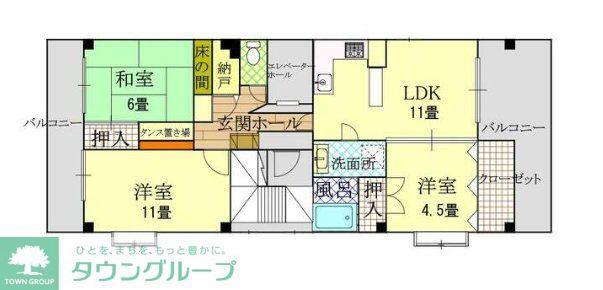 TKビル(3LDK/4階)の間取り写真