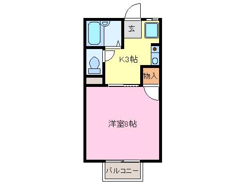 ウィングスズカ(1K/1階)の間取り写真