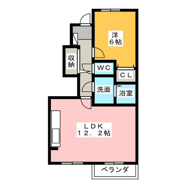 クリムゾンパレス 2(1LDK/1階)の間取り写真