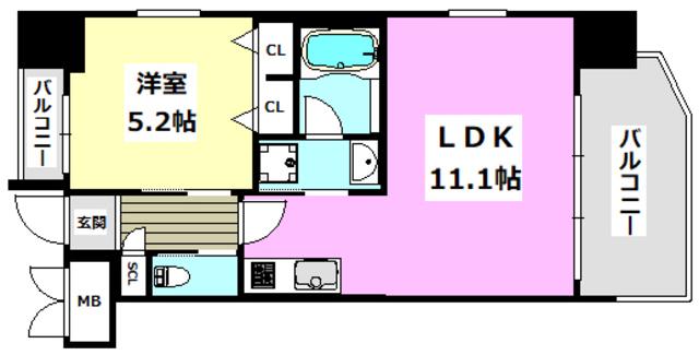 プレジオ吹田(1LDK/7階)の間取り写真