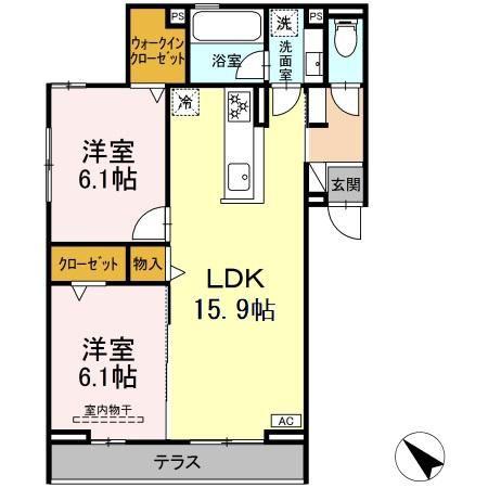 セレーノ北安東 A棟(2LDK/3階)の間取り写真