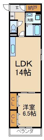 OCヒルズ松栄(1LDK/1階)の間取り写真
