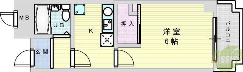ブライトンヒルズ箕面(1K/2階)の間取り写真