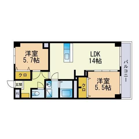 戸田第2ビル(2LDK/2階)の間取り写真