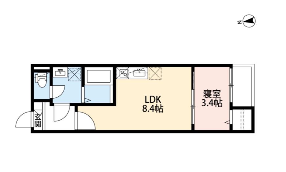 CRASTINE切戸町2丁目(1LDK/2階)の間取り写真