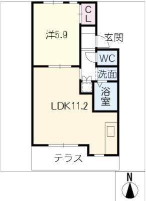 メゾンブランシェ(1LDK/1階)の間取り写真