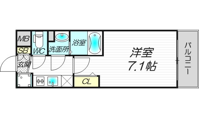 スワンズシティ梅田ウエスト(1K/7階)の間取り写真