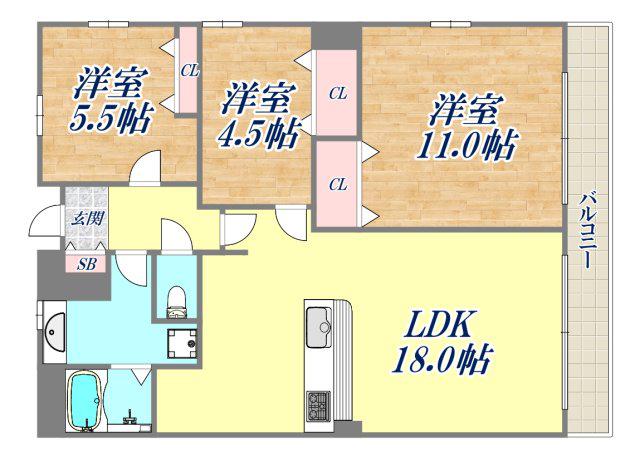 うはらビル(3LDK/3階)の間取り写真
