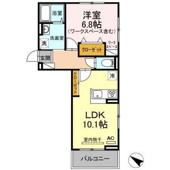 メゾン・ド・フォンテーヌ(1LDK/3階)の間取り写真