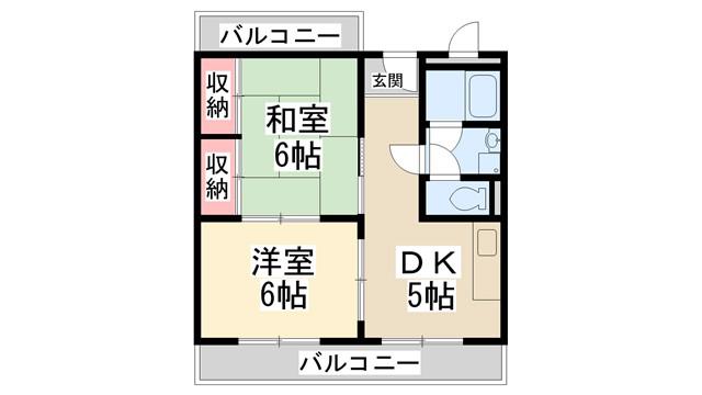 ヴィラひばりヶ丘(2DK/3階)の間取り写真