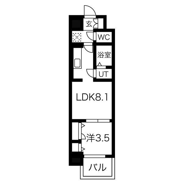 ファステート名古屋駅前アルティス(1LDK/7階)の間取り写真