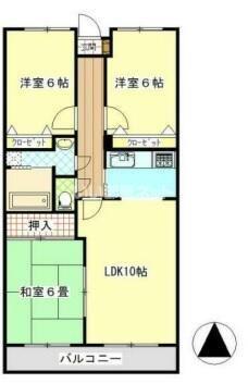 ドルフィン伏石(3LDK/4階)の間取り写真