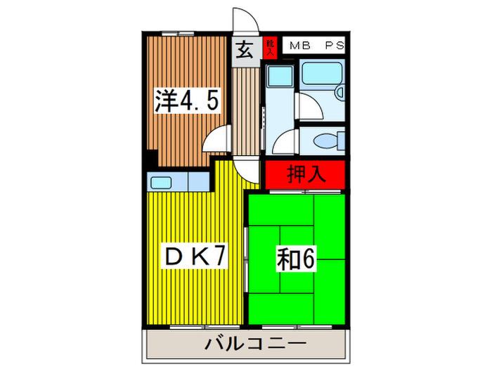 浦和桜ヒルズ(2DK/3階)の間取り写真