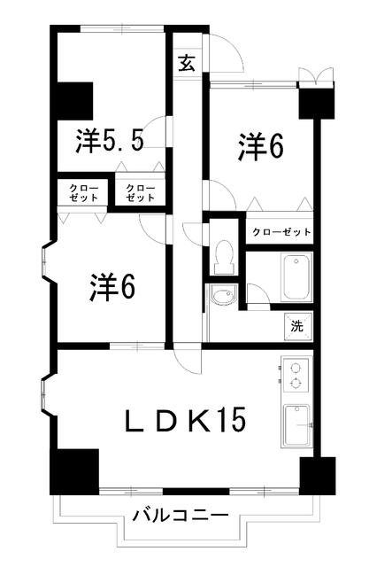 リップルガーデンII(3LDK/4階)の間取り写真