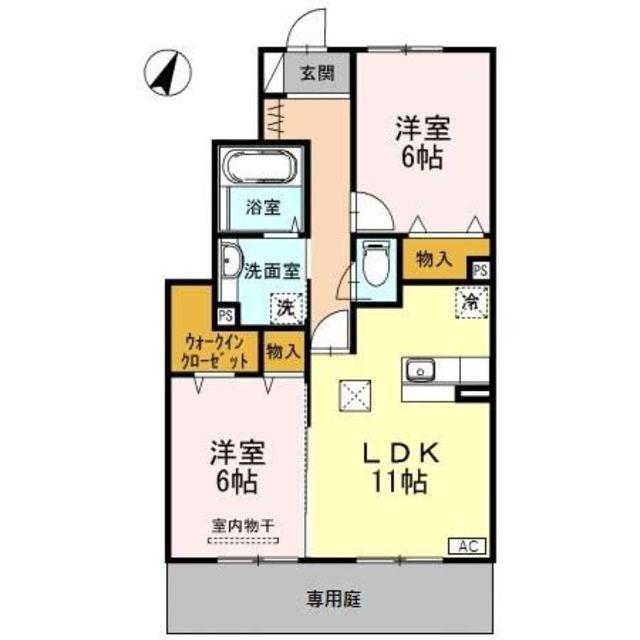 ピオニー(2LDK/1階)の間取り写真