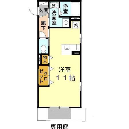 石がけ五番館(ワンルーム/1階)の間取り写真