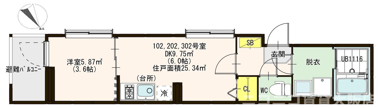 ハーモニーテラス諏訪II(1DK/3階)の間取り写真