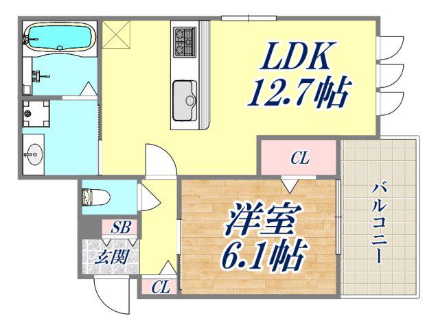 クロワールヒロ(1LDK/2階)の間取り写真