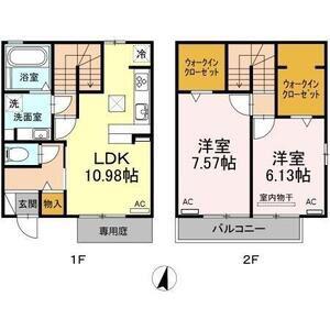 一社ハイツ(2LDK/1階)の間取り写真